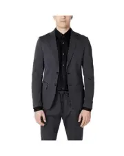 Antony Morato Pinstripe Suit Jacket Classic Notch Lapel Men Black Suits &