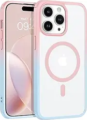 [YINLAI] Magnetic Case for iPhone 14 Pro Max Case, [Compatible with MagSafe] Skin-Friendly Touch Slim Fashion Color Gradient Shockproof Protective Phone Cases for iPhone 14 Pro Max 6.7", Pink+Blue