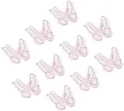 uxcell 10Pcs Butterfly Appliques Embellishments, 2 inches Double Layer Lace Organza Butterfly Patches Sew On Appliques for Wedding Bride Dress Clothes Hat Curtain, Pink