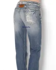 US$285 Exclusive REPLAY Jeans Made in ITALY Embellished Back 100% Cotton 30/34