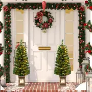 Costway125CM Pre-Lit Potted Christmas Tree with 100 LED Lights-2 pieces