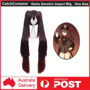 Genshin Impact Hutao Cosplay Wig Double Ponytail Hair Halloween Party Cosplay