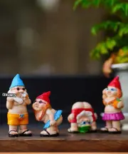 Gnome Garden Decor Outdoor Statues Funny Gnome Figurines Ornaments Patio Lawn