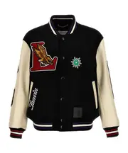 Lanvin X Future Logo-Patch Varsity Bomber Jacket FR48,FR50 Black