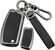 ontto Metal Leather Key Fob Cover Fit for Ford FG XR6T XR6 FPV Falcon ST Territory Focus Mondeo Flip Smart Key Shell case keyring Key holder keychain accessories 3 buttons