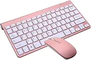 2.4G Wireless Keyboard and Mouse Ultra Thin Design for Home Office Portable Rose Gold Computer Keyboard and Mouse No Battery Included