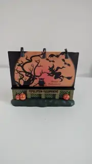 Custom Lemax Spooky Town Lighted Billboard Happy Halloween Witch, Bats, Owl