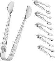 Vaguelly 6pcs Mini Tongs with Pattern Elegant Kitchen Tongs for Serving Appetizers Desserts and Ice Cubes for Tea Parties and Gatherings