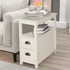 Narrow End Table 4-Tier Small Side Table with 2 Drawers Nightstand Side Table Be