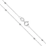 Boys 9ct White Gold Flat Trace and Bead Ball Chain Necklace