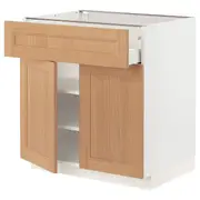 METOD / MAXIMERA base cabinet with drawer/2 doors, white/Vedhamn oak, 80x60x80 cm