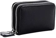 [OATIPHO] Double Zipper Coin Purse Id Badge Holders Purse for Ladies Men+Wallet Credit Id Holders Fathers Day Gofts Small Wallet Mens an Anniversary Mens+Wallet Black