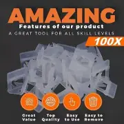 100PCS Tile Leveling System Clips Levelling Spacer Tiling Tool Floor Wall 1.5mm