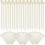 YOOHUA 100PCS 6inch Rock Candy Sticks with Ball Wood Swizzle Sticks Wood Cake Sticks Drink Stirrer Sticks for Hard Rock Candy