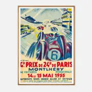 Galrie Vintage 1955 Grand Prix de 24H de Paris Racing Poster by Geo Ham, Wood Frame, A2 42 x 60cm (16 x 24inch)