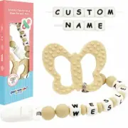 Dummy Clips Personalised Name Silicone Pacifier Clip Baby Teether Shower Gift