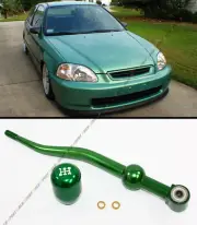 FOR 1988-2000 HONDA CIVIC GREEN DUAL SHORT THROW SHIFTER+TYPE-R STYLE SHIFT KNOB (for: Honda)