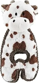 CHARMING Pet Cuddle Tugs Plush Dog Toy - Tough and Durable Interactive Soft Animal Squeaky Tug Toy, Cow