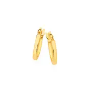 9ct Gold 2x10mm Squared Tube Hoop Earrings