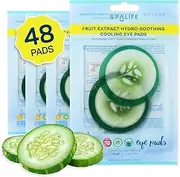 SpaLife Cooling Eye Pads - Korean Soothing Eye Pads for Dark Circles, Puffy Eyes, and Wrinkles - 48 Pads with Fruit + Vegetable Extracts - Revitalizing Hydrating Eye Pads for Eye Treatment (Cucumber)