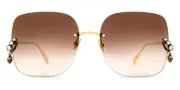 Alexander McQueen AM0390S Sunglasses Gold Brown Gradient 63 New 100% Authentic