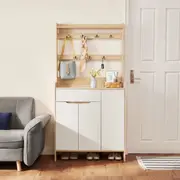 Oak Timber Entryway Storage/Shoe Cabinet with Bag Hanger/60CM/90CM