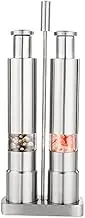 domoi Manual Salt and Pepper Grinder Set Thumb Push Pepper Mill Stainless Steel Spice Sauce Grinders with Metal Holder