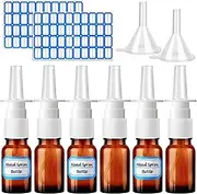 ZHWKMYP 10 Pcs Nasal Spray Bottle, 10ML/0.35OZ 6 Pcs Refillable Fine Mist Glass Empty Nasal Spray Bottle with 2 Pcs Funnels and 2 Pcs Labels