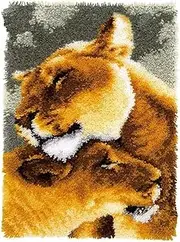 Latch Hook Kits Rug Making Kits DIY for Kids/Adults with Printed Canvas Pattern Animals Carpet Embroidery 2 Lion