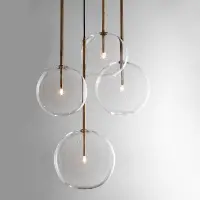在飛比找松果購物優惠-北歐後現代簡約餐厛圓球泡泡單頭透明玻璃球創意吧台牀頭背景吊燈