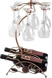 Wine Rack Wine Bottle Holder Storage Shelf Wine Rack Wrought Iron Bronze Tabletop Metal Goblet Storage Rack Creative 6 Hook Design Wine Glass Display Stand(#2)