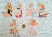 6~Pin Up~Girls~Vintage~Retro~Fussy Cut~Party Favors~Gift~Hang~Tags~Ornaments