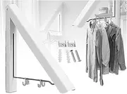 Clothes Drying Rack,Folding Wall Mounted Rack,Retractable Portable Clothes Coat Hanger,for Laundry, Bathroom,Balcony,Indoor-Outdoor Use,White (4 PCS)