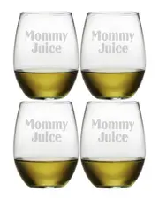 Susquehanna Glass Mommy Juice Set of Four 21oz Stemless Glasses