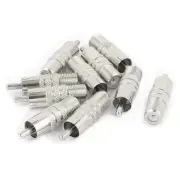 10 Pcs F-Type Female to RCA Male RF Adapter Connector Coax Jack Silver Tone