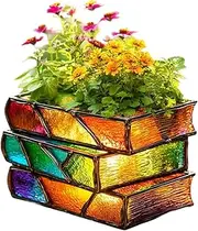 Book Vase for Flowers, Decorative Table Centerpiece, Home Decor Accents for Garden Pots, Colorful Stacked Flower Book Vase, Succulents Shelf Desk Bibliophile Christmas Family Friends Offices