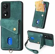 Compatible with Oppo A17 4G Wallet Cover,Compatible with Oppo A17 4G CPH2477 Card Holder [PC+TPU+PU] 3 in 1 Kickstand Phone Case Green