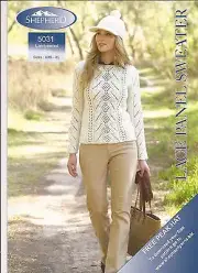 Shepherd Lambswool Knitting Pattern 5031 Lace Panel Sweater XXS-XL 26"-46"