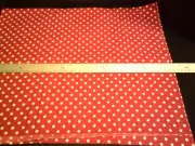WASHED & IRONED Polka Dot Small White on Red Remnant 17 " X 42 "Cotton Fabric