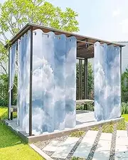 Outdoor Curtains for Patio Waterproof Watercolor Cloud Gradient Light Filtering Thermal Insulated Privacy Drapes with Grommets 54x84-2 Panels, Outdoor Curtain for Pergola Porch Gazebo, Sky Blue