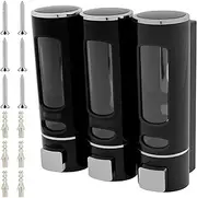3 Chamber Shampoo Dispenser with Clear Window - Refillable Soap Dispenser Wall Mounted Conditioner Container Body Wash Container for Shower Home Hotel SPA (Black)