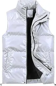 [JEShifangjiusu] Mens Winter Outdoor Warm Vest Stand Up Collar Zipper Down Sleeveless Jacket Pull Rope Hem Tank Top