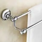 Chrome EURO Bathroom Double Pole Towel Rack Wall Mount Hotel Towel Rail Holder