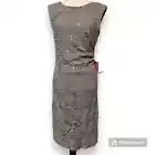 R&M Richards sz 12 dress mocha sequin floral ruched side lined pullover wedding