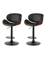 [Artiss] Gas Lift Leather Padded Bar Stools x2 in Black
