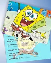 VSW 12 Invitation Cards & 12 Envelopes for Birthday Parties and Children's Birthday Spongebob No. 70