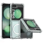 Samsung Galaxy Z Flip 5 5G Magnetic Clear Case Shockproof Heavy Duty Protective Cover - Clear Magsafe Case - Clear Ring Case