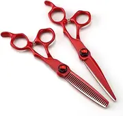 Professional Hair Cutting Shears, 6INCH Professional Japan 440c Steel Scissor Red Haircut thinning Barber Cutting Shears Hairdressing Scissors