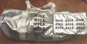 TwelveNYC Workout Duffle Bag & Pouch Set - Metallic Silver "Work Work Work"