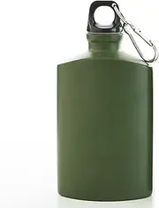 Canteen Water Bottle, 500ml Military Water Bottle Portable Flat Water Bottles for Travel, Hiking, Outdoor Metal Canteen with Clip for Men Women 4x6